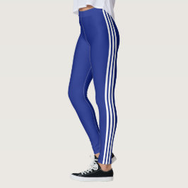 Leggings Deportivas Azules con Franja Lateral Blan