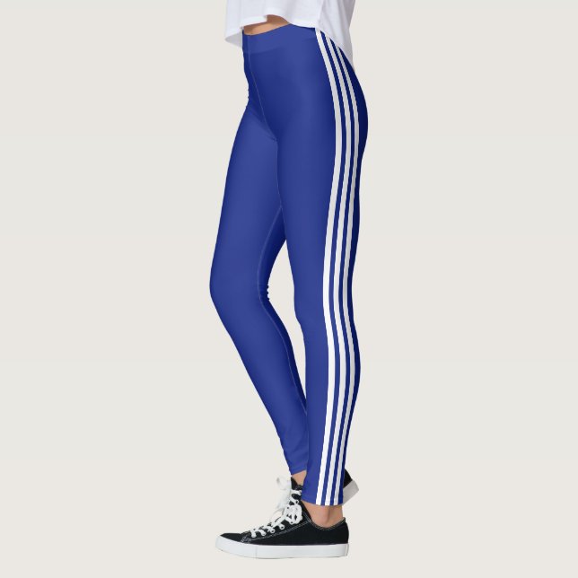 Leggings Deportivas Azules con Franja Lateral Blan (Izquierda)
