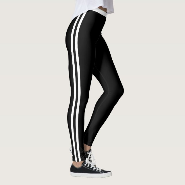 Leggings deportivas negras con franja lateral blan (Derecha)