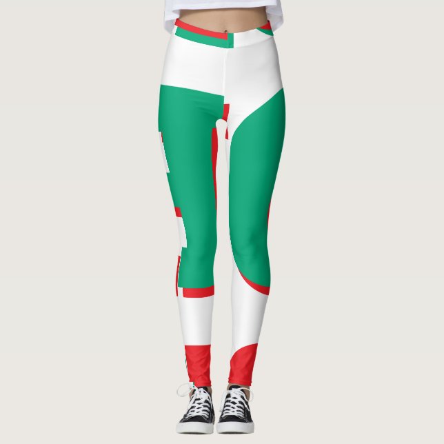 Leggings Deportivas Verde Rojo Blanco – Color Atlé (Anverso)