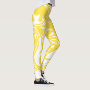 Leggings Derrame - Amarillo limón y blanco