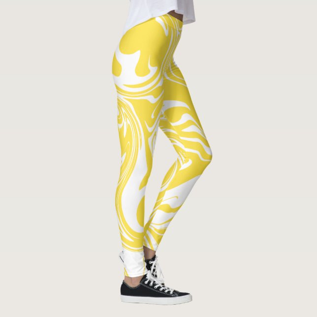 Leggings Derrame - Amarillo limón y blanco (Derecha)