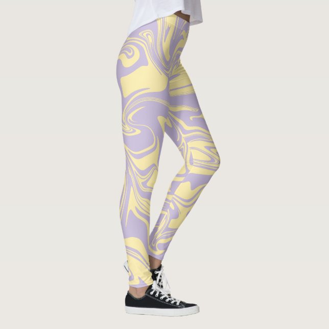 Leggings Derrame - Amarillo Pastel y Púrpura (Derecha)