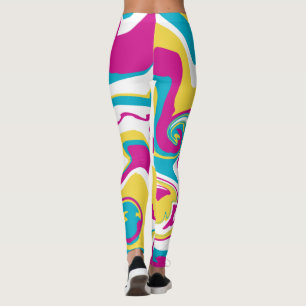 Leggings Derrame - Turquesa, Amarillo, Rosa y Blanco