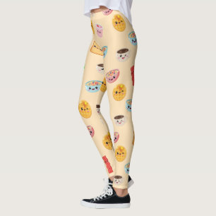 Leggings Desayuno japonés estilo Kawaii Comida Café Bacon
