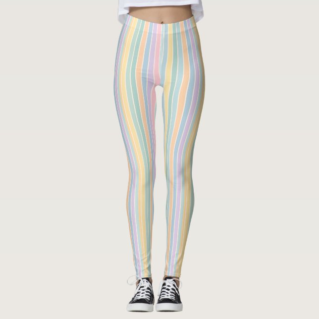 Leggings Desfile Pastel - Modelo suave de raya arcoiris (Anverso)