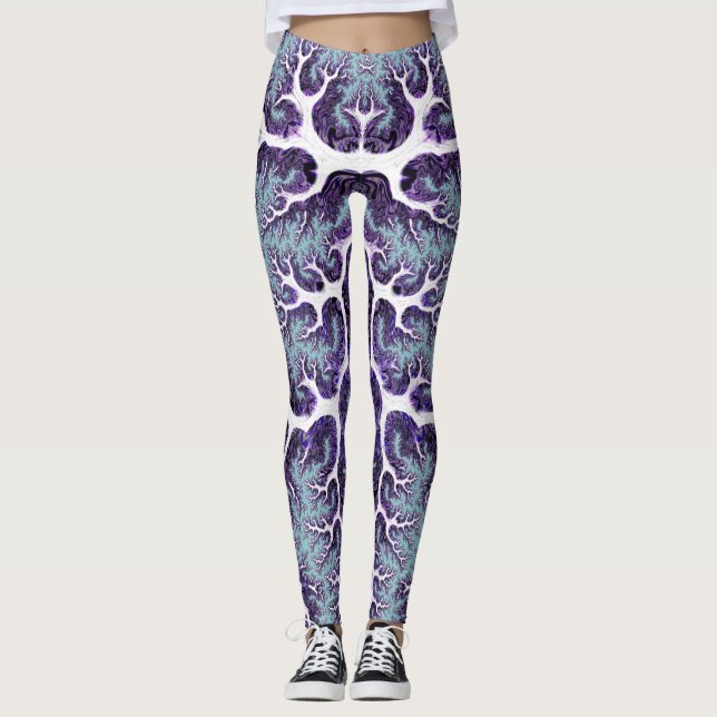 Leggings DESLIZAMIENTO DULCE ~ Azul morado Blanco 3D ~ (Anverso)