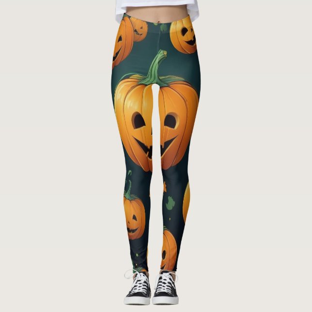 Leggings Deslumbramiento de Jack-O-Lantern - Patrón de cala (Anverso)