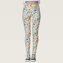 Leggings Despertar de primavera: Whimsical Patrón Floral