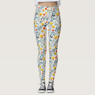 Leggings Despertar de primavera: Whimsical Patrón Floral