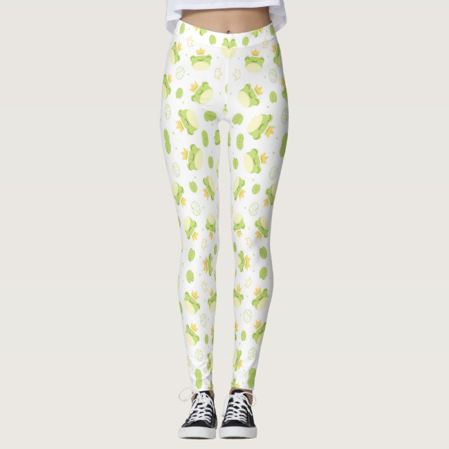 Leggings Destacar con la rana y las leggantas de la corona (Anverso)
