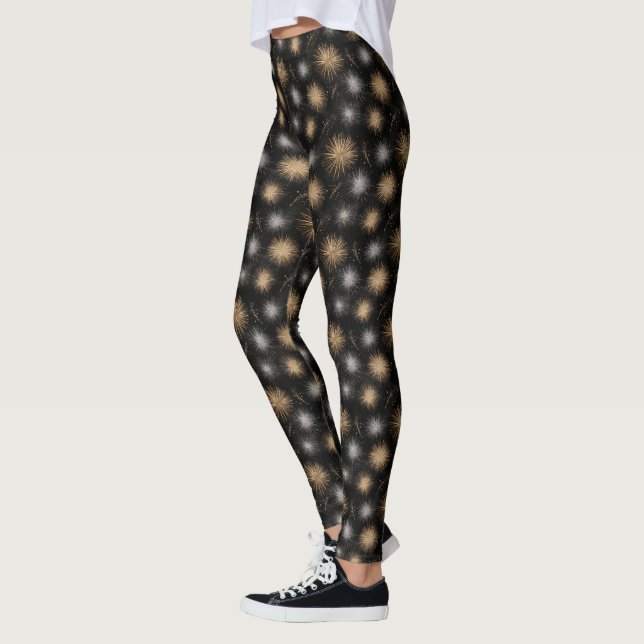 Leggings Destello de Oro Plata Negro (Izquierda)