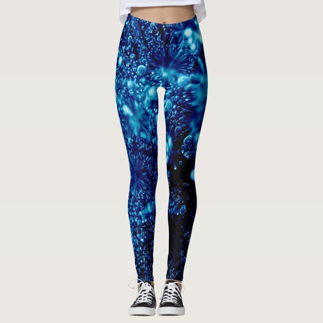 Leggings Destellos azules Burbujas congeladas abstractas (Anverso)