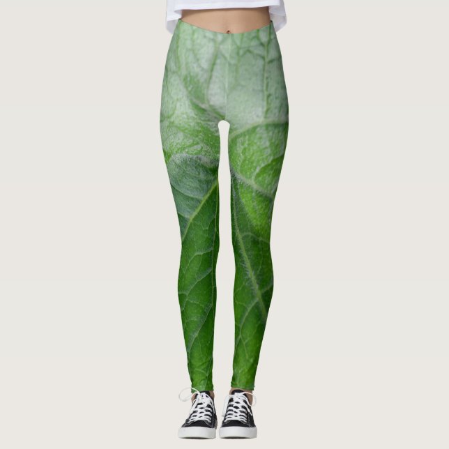 Leggings Detalle de hoja verde (Anverso)