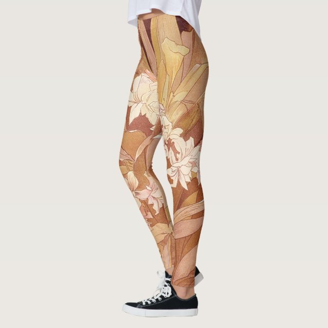 Leggings Detalle floral de Alphonse Mucha Art Nouveau (Izquierda)