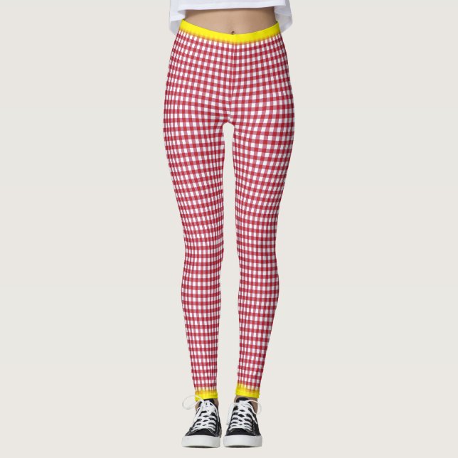 Leggings Detalle Gingham Happy en amarillo (Anverso)