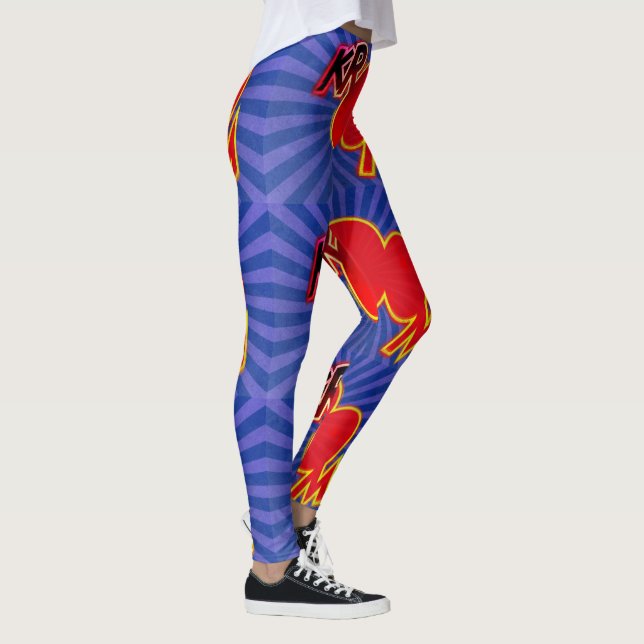 Leggings Detalle perturbado de la burbuja de acción roja y  (Derecha)