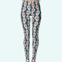 Leggings Día de la Calavera del Azúcar Verde oscuro muerto