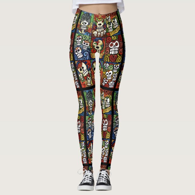 Leggings Día de la colección muerta de los cráneos del (Anverso)