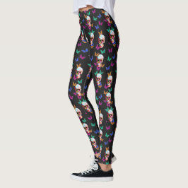Leggings Día de la Mariposa del Cráneo Gótico del Azúcar Mu