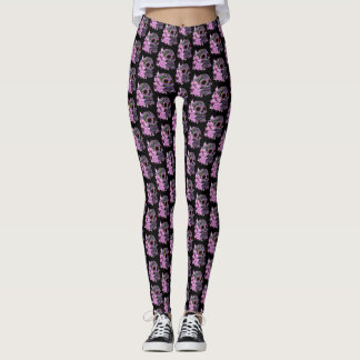 Leggings Día De La Muerte Del Cráneo De Azúcar Negro De Flo