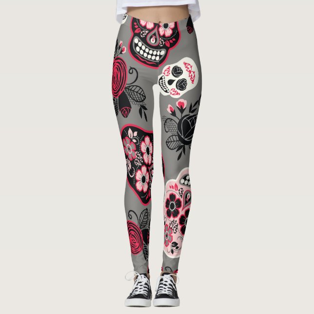 Leggings Dia de los Muertos: Patrón de cosecha (Anverso)