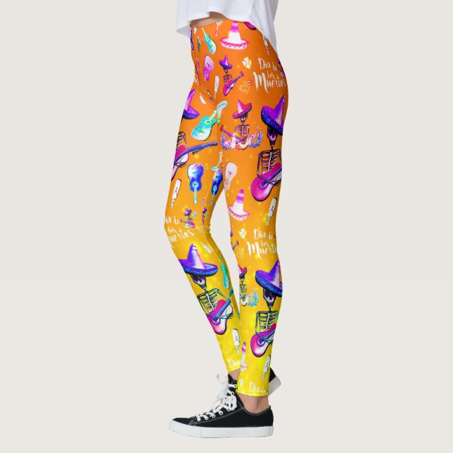 Leggings Dia De Los Muertos- Skeleton toca la guitarra (Izquierda)