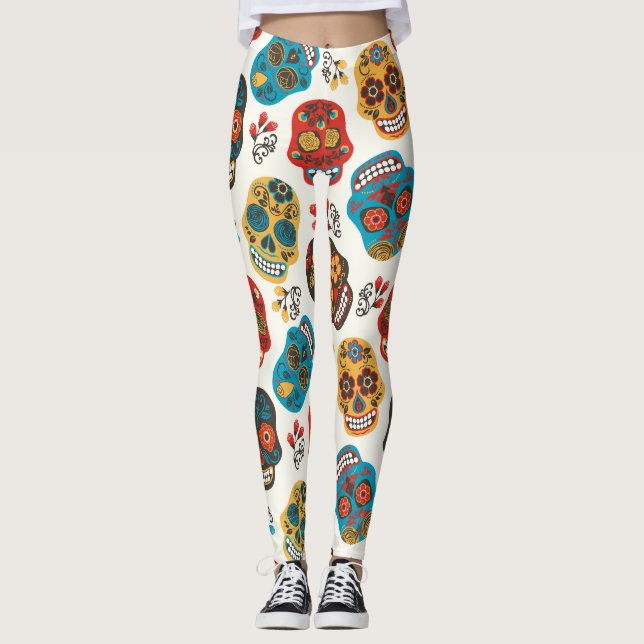 Leggings Día de Muertos, patrón continuo. (Anverso)