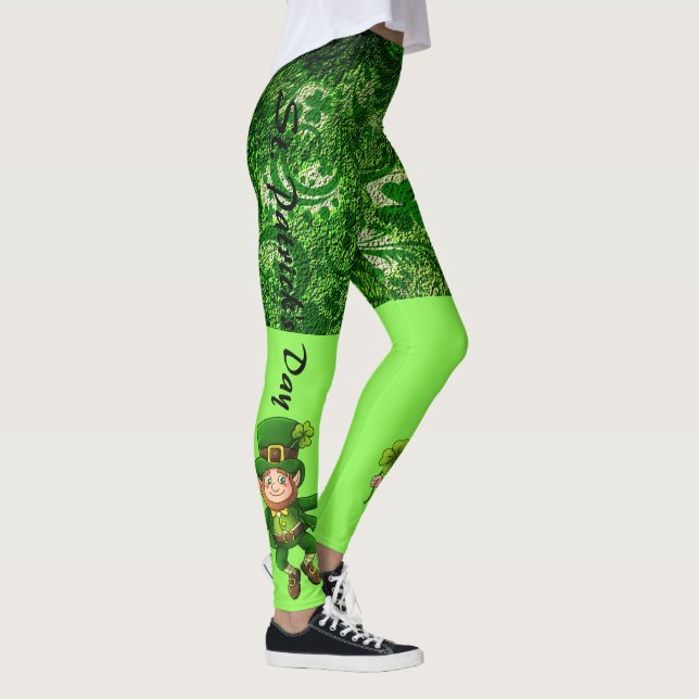 Leggings Día de San Patricio 2 tontos Leprechaun verde dive (Derecha)