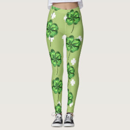 Leggings Día de San Patricio con tréboles en verde