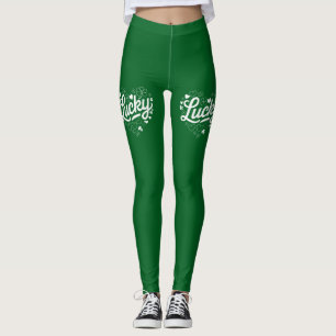 Leggings Día de San Patricio Corazón Trébol de la Suerte Tr