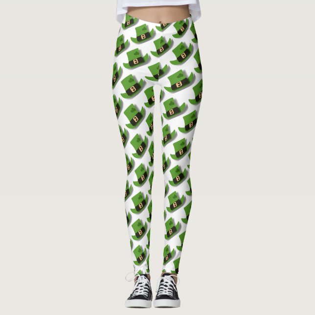 Leggings Día de San Patricio, Gorra de Leprechaun Verde (Anverso)