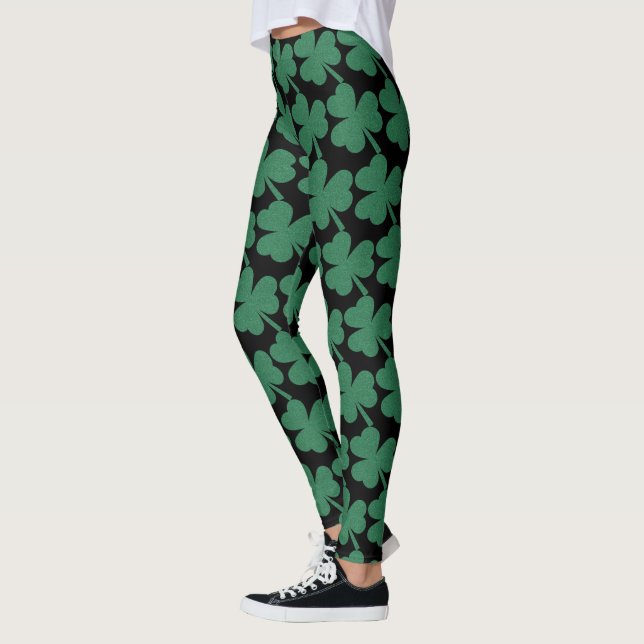 Leggings Día de San Patricio, Purpurina verde de Shamrock i (Izquierda)