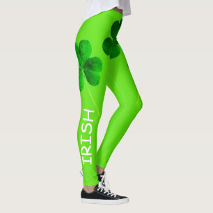 Leggings Día de San Patricio Shamrock Neon Green Girly