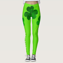 Leggings Día de San Patricio Shamrock Neon Green Girly