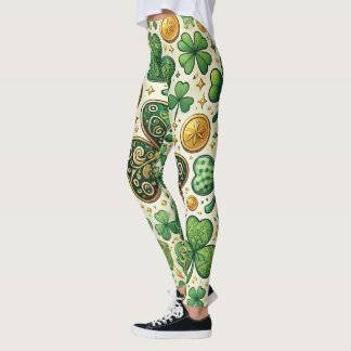 Leggings Día de San Patricio, Shamrock y Gold Women's