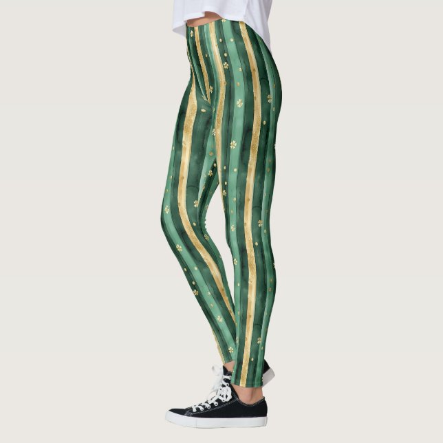 Leggings Día de San Patricio Trébol de Oro Verde (Izquierda)