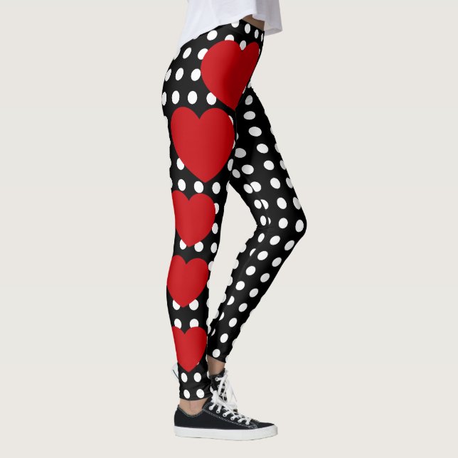 Leggings Día de San Valentín Corazón Rojo Punto Polka Blanc (Derecha)