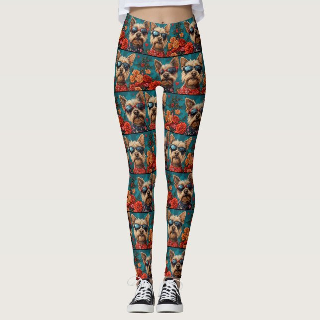 Leggings Día de San Valentín Corazones Rosas Terrier Austra (Anverso)