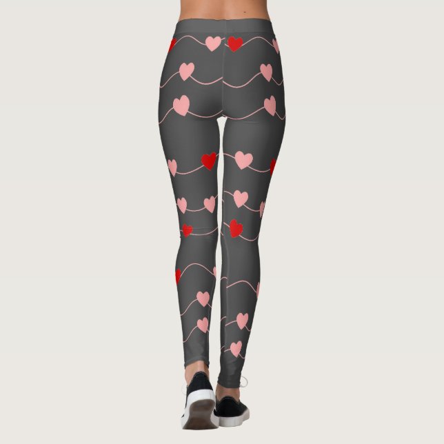 Leggings Día de San Valentín Cute String Corazón Rojo Roman (Reverso)