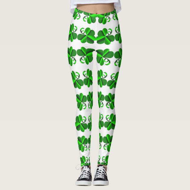 Leggings Día de St Patrick. Elemento del trébol (Anverso)