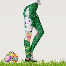 Leggings Diablos verdes Purpurinas de imitación de la Pascu