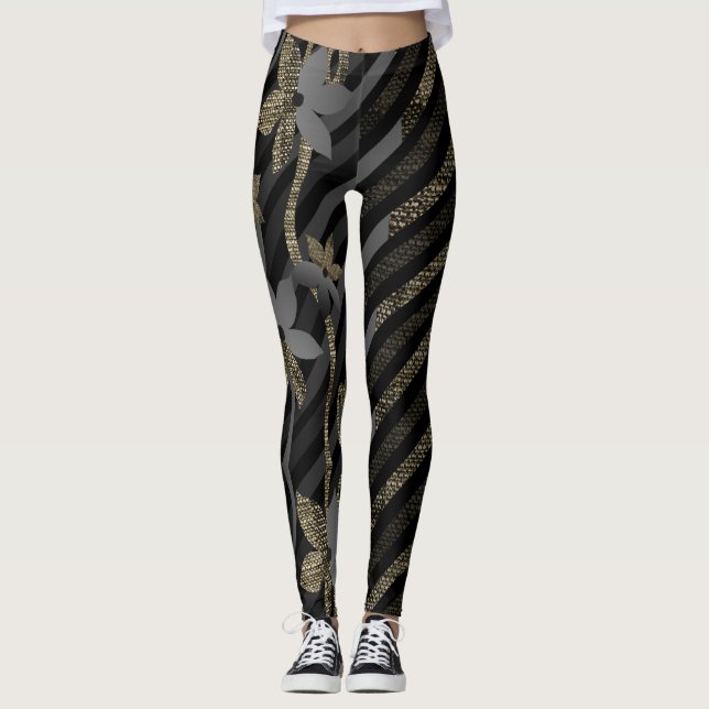 Leggings Diagonal de flor casual (Anverso)