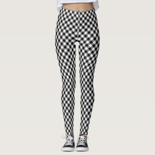 Leggings Diagonal Gingham de tamaño pequeño blanco y negro