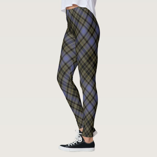 Leggings Diagonal grande negra verde oliva de la tela (Izquierda)