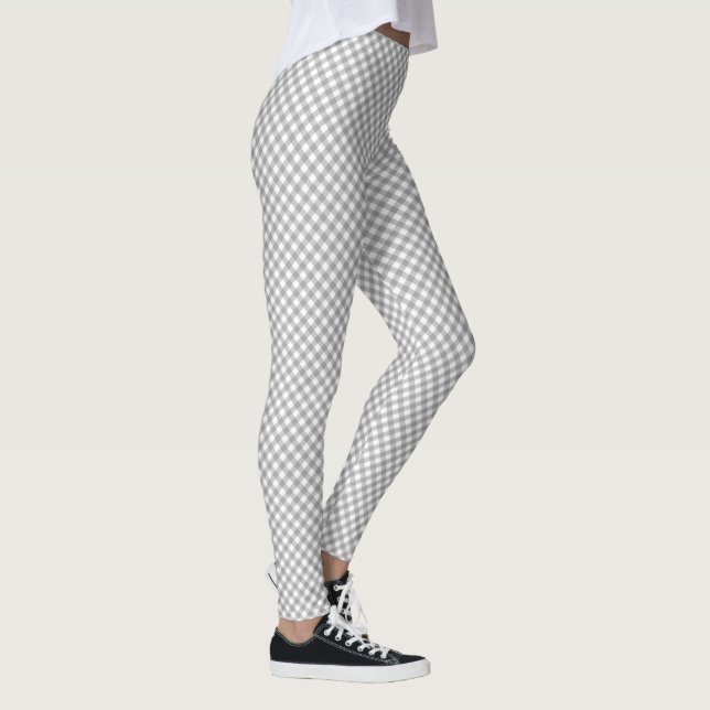 Leggings Diagonal Gray and White Gingham Pattern (Derecha)