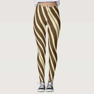Leggings Diagonal marrón y crema a rayas