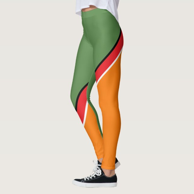 Leggings Diagonal naranja, verde y rojo (Izquierda)