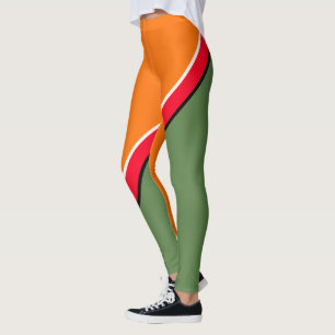 Leggings Diagonal naranja, verde y rojo