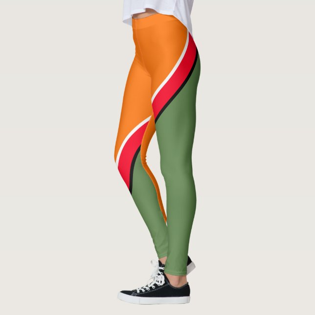 Leggings Diagonal naranja, verde y rojo (Izquierda)